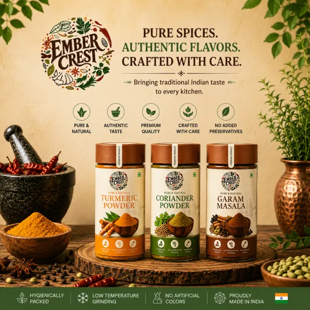 Welcome to Ember Crest - pure spices, authentic flavors, and crafted Indian spice products