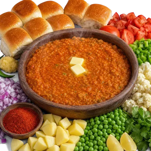 Mumbai Tawa Pav Bhaji, served and ready to eat