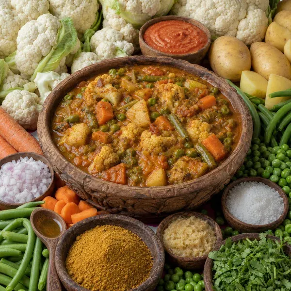 Paneer Curry Masala Mixed Vegetable Gravy served and ready to eat