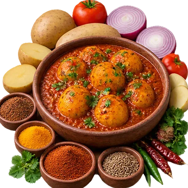 Dum Chatpata Aloo Handi Curry served and ready to eat