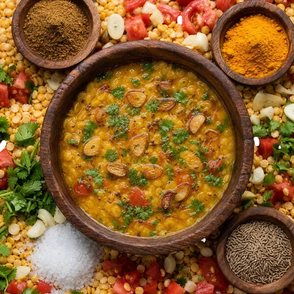 Garam Masala Dal Tadka served and ready to eat