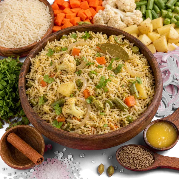 Cinnamon Vegetable Pulao served and ready to eat