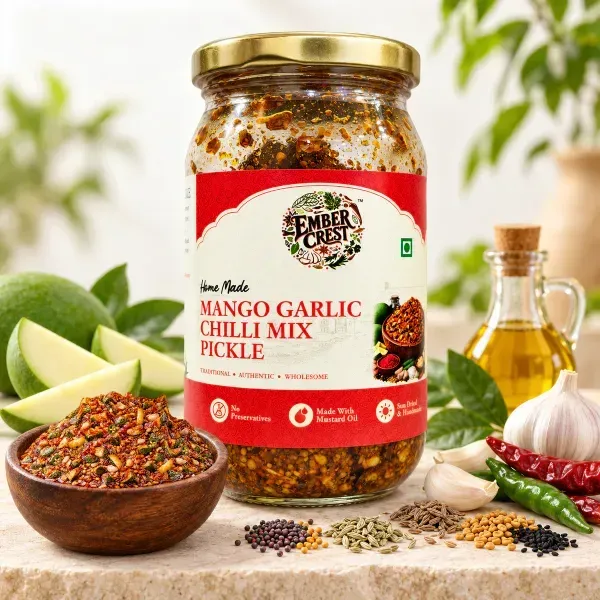 Mango Garlic Chilli Mix Pickle