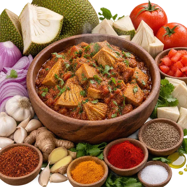 Dum Chatpata Kathal Curry served and ready to eat