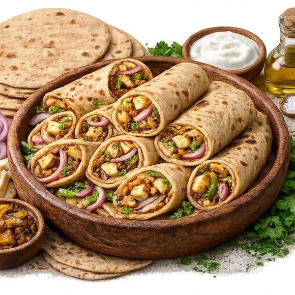 Kathal Pickle Paratha Roll served and ready to eat