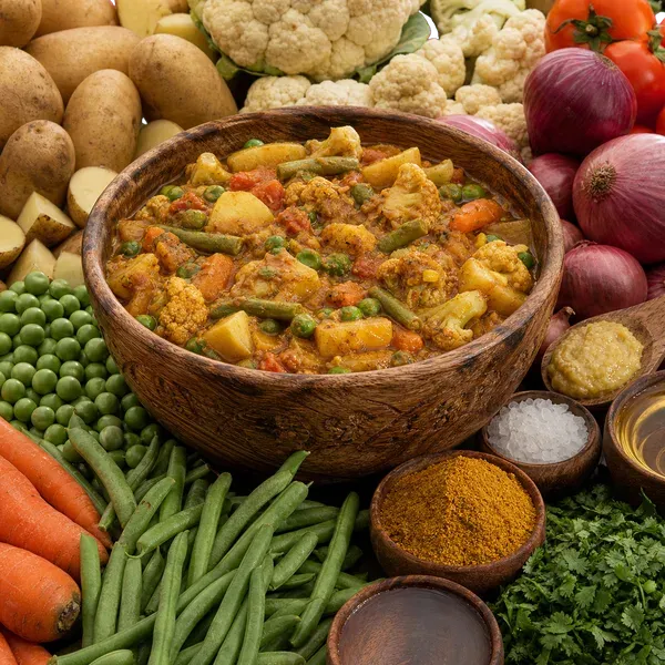 Kitchen King Mixed Vegetable Curry served and ready to eat