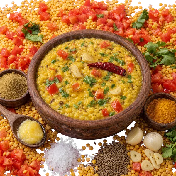 Coriander-Spiced Moong Dal served and ready to eat