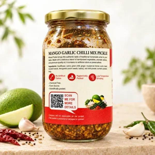Mango Garlic Chilli Mix Pickle 2
