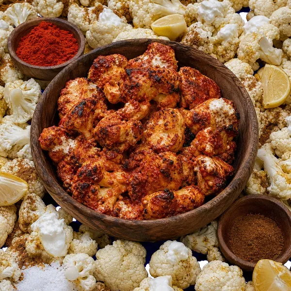 Kashmiri Chilli Tandoori Cauliflower, served and ready to eat 2